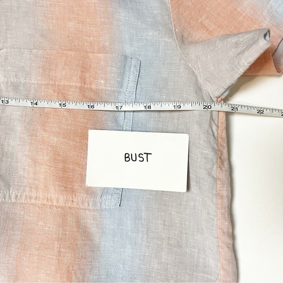 Madewell 100% Linen Beachside Shirt Small Ombré Stripe‎ blue coral boxy top - Picture 6 of 10